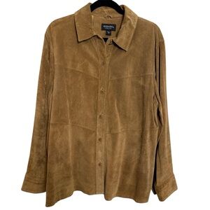 Bernardo Suede Leather Jacket Womens Size XL Western Minimalist Classic